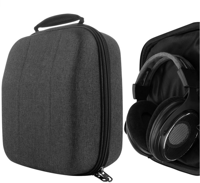 Geekria 쉴드 케이스 대형 오버이어 헤드폰용 교체용 보호 하드 쉘 여행용 휴대용 가방 및 케이블 스토리지 HE1000 V2 헤드셋(다크 그레이)과 호환 가능, EJB34-15, 1개