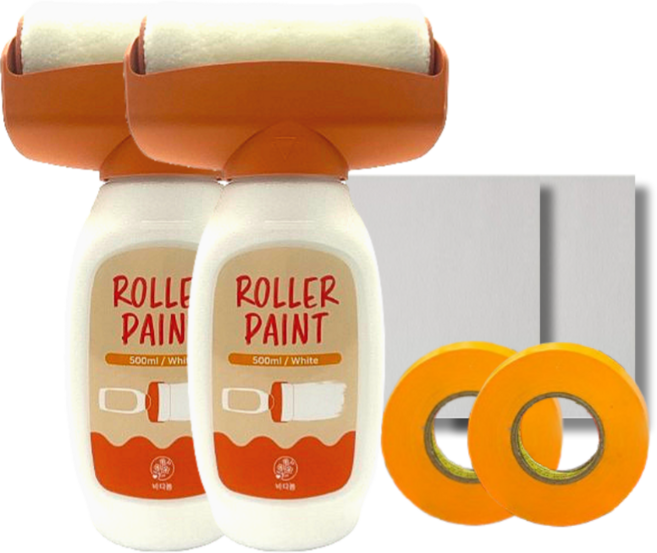바다봄 셀프페인팅 롤러 일체형 외벽 베란다 보수용 롤러페인트, 화이트, 500ml, 2개