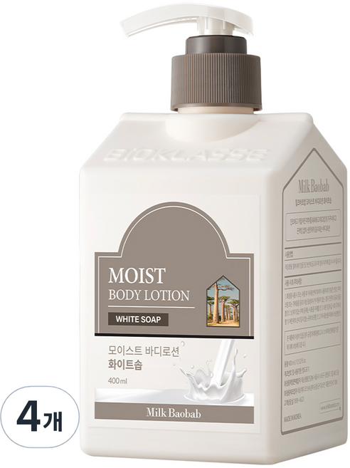 밀크바오밥 모이스트 바디로션 화이트솝, 400ml, 4개