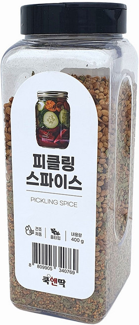 쿡앤딱 피클링 스파이스 향신료 수제 과일 오이 양파 채소 무 피클, 1개, 400g