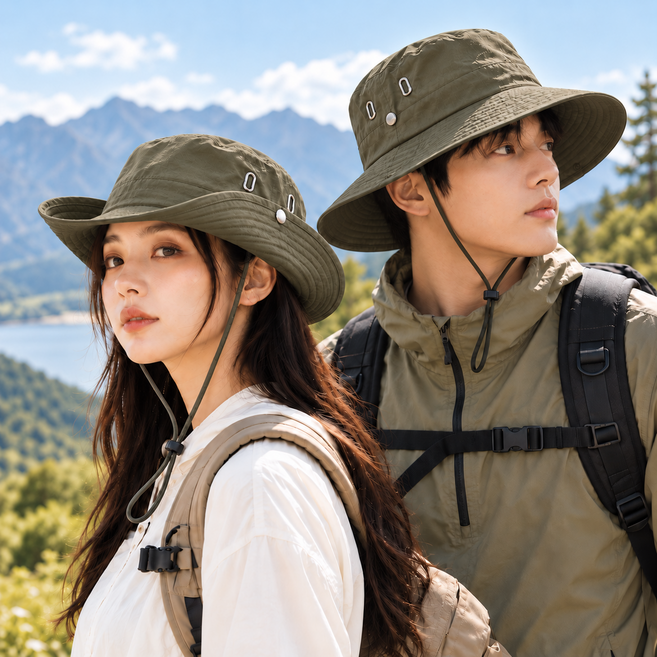 여울온 남녀공용 사파리 버킷햇 빅사이즈 등산모자 자외선차단 끈 벙거지