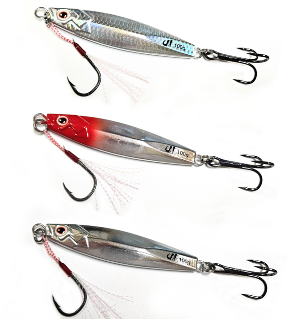 포항 대삼치 대방어 메탈 지그 3종 올인원 세트, 1세트, 120g, 고추장+크롬+리얼스킨