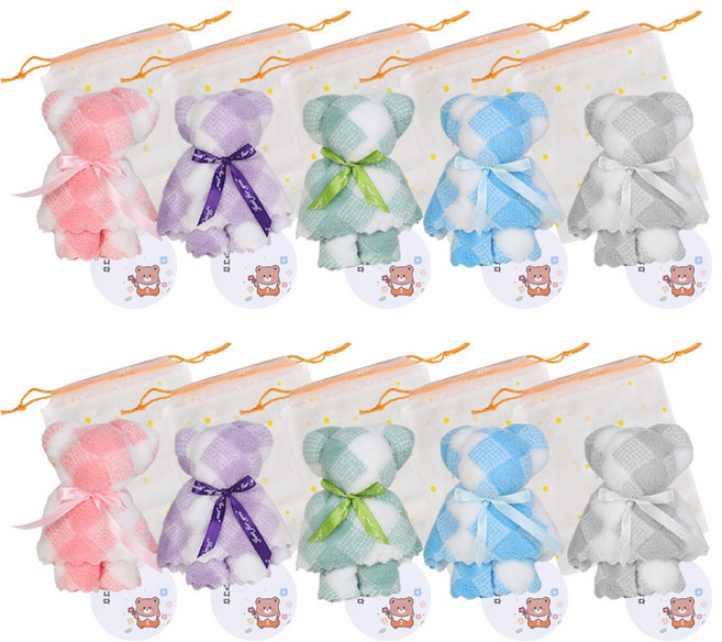 수건 답례품 구디백 세트, 혼합색상, 10개