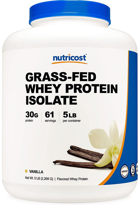 뉴트리코스트 그래스 페드 웨이 프로틴 아이솔레이트 2268g 바닐라맛 1병, 1개, 2.268kg