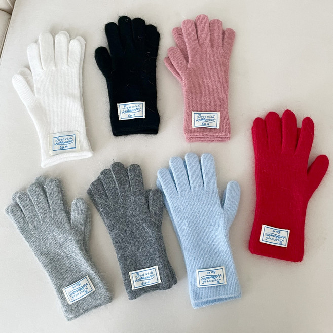 앙고라 패치 터치 니트 여성 남성 공용 핸드워머 장갑