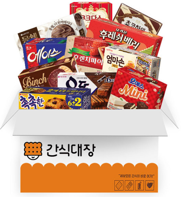 [간식대장] 최고의 사무실 간식세트 촉촉한 초코칩 오예스mini 오뜨 빈츠 엄마손파이 후렌치파이 딸기 에이스 후레쉬베리 몽쉘크림 초코하임 쿠크다스, 1개, 가성비 사무실 간식 D세트 11종