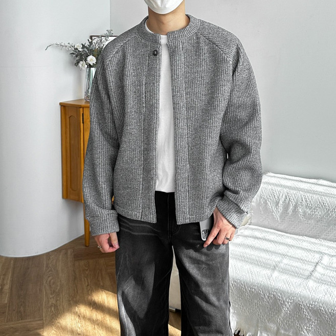 남자 오버핏 아미 크롭 나그랑 니트 가디건 4color