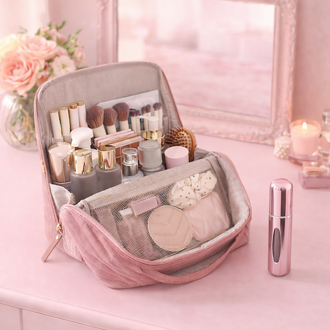 에브리봄 로맨틱무드 대용량 여행용 화장품 파우치 올인원 분리수납 특대형