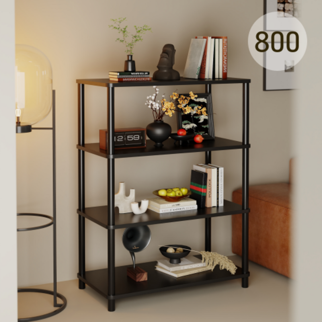 워너픽 다용도 선반 진열장, 4단, 블랙