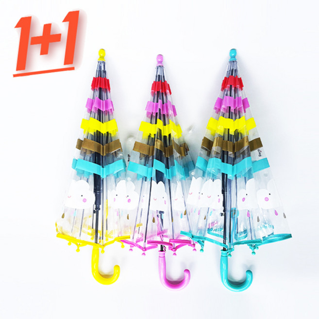 1 + 1 아기구름 아동용 투명 안전우산 돔형 자동우산