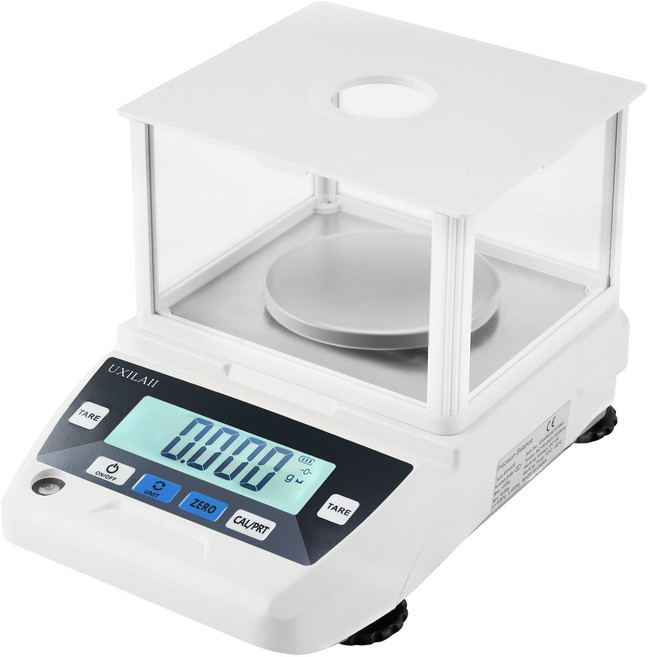 UXILAII 분석 저울 0.001g GN ct 단위 실험실 과학 전자 저울 스케일 실험실 학교용 RS232가 있는 LCD 디스플레이 화학 LCD 디스플레이 앞 유리, 1개, 300g/0.001g