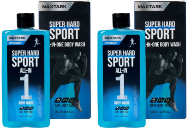맥스타크 남자 쿨링 스포츠 올인원 바디워시 샴푸, 2개, 290ml