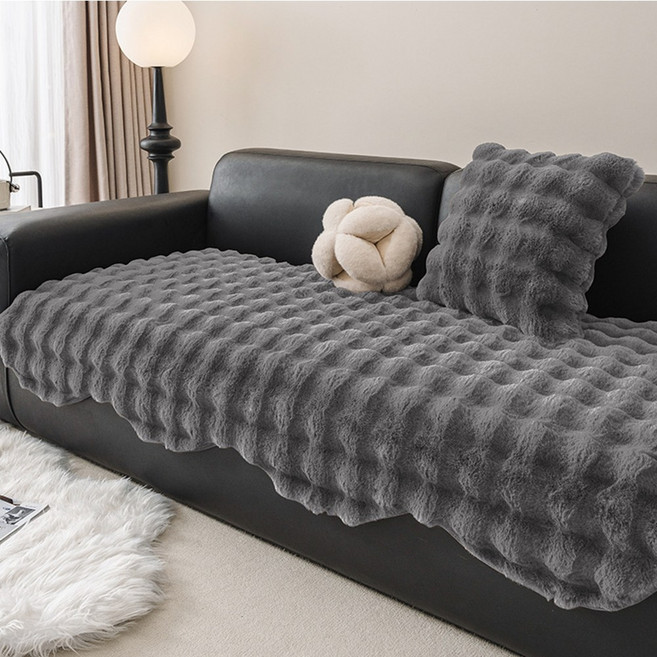 GHKO 3인용 4인용 겨울 쇼파패드 두꺼움 토끼털 극세사 쇼파패드 극세사 겨울 미끄럼방지 매트커버 부드러움 인테리어 겨울용