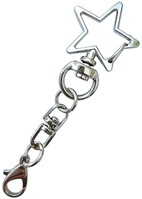 더블유제이 10개 별 열쇠고리 키링부자재, 실버, 1세트