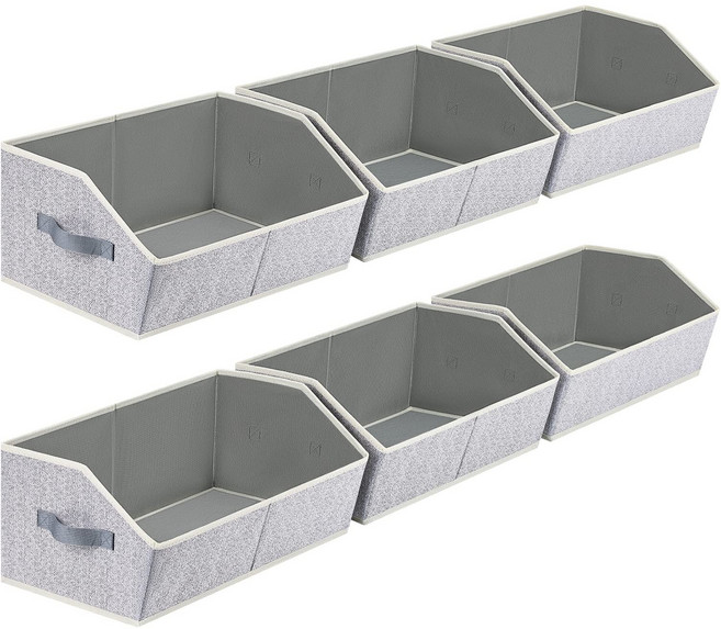 3+3보관함 6팩 패브릭 폴딩 수납 다용도 통풍 옷정리함 장난감정리함, 1개, 회색