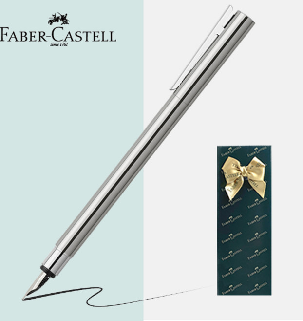 파버카스텔 만년필 네오 슬림 스텐스틸 [무료선물포장], 샤이니, EF촉(가는촉)