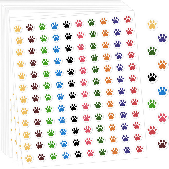 1200개입 강아지 발자국 미니 스티커 10장, 1세트, 10장(S6204)1200P