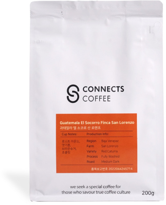 커넥츠커피 과테말라 엘 소코로 산 로렌조 200g 500g 1kg, 분쇄안함(홀빈), 홀빈(분쇄안함), 1개