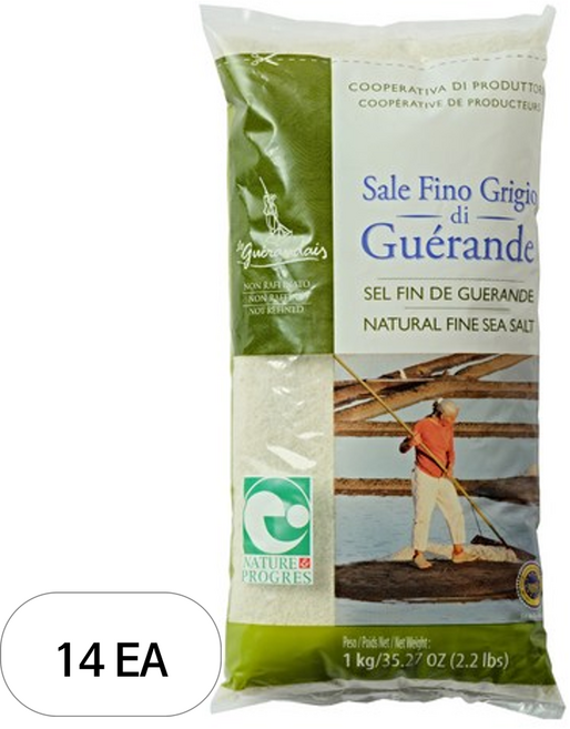 르 게랑드 토판 천일염 가는 소금 폴리백, 1kg, 14개