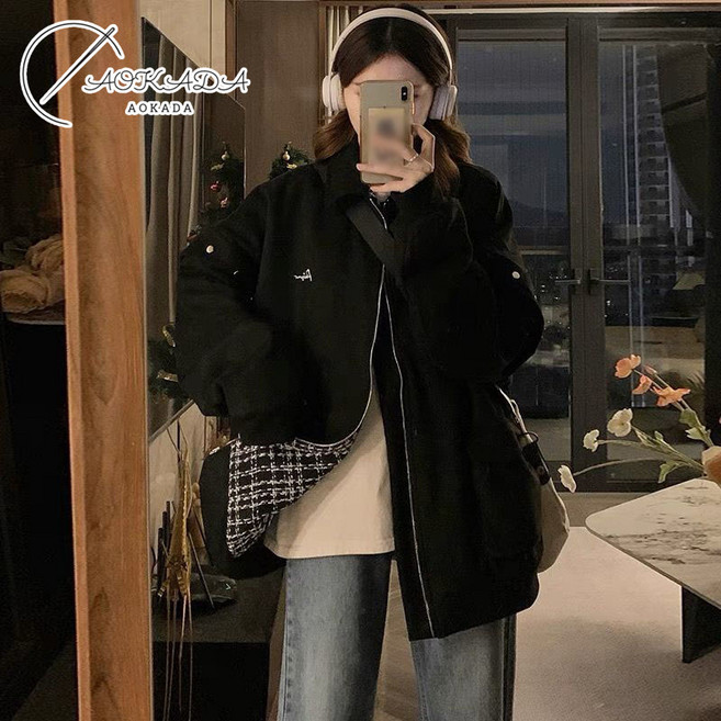 AOKADA 춘추 커플 자켓 리버시블 코트 항공점퍼 루즈핏 스웨이드자켓