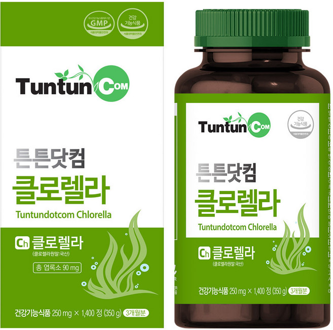 튼튼닷컴 클로렐라 1400정 총 엽록소 90 mg 피부건강 항산화 건강기능식품, 클로렐라 (1400정) - 총 엽록소 90 mg / 피