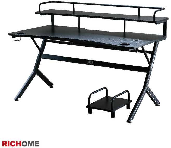 RICHOME 旗艦款電競桌 大桌面 附主機架, SALE 黑色