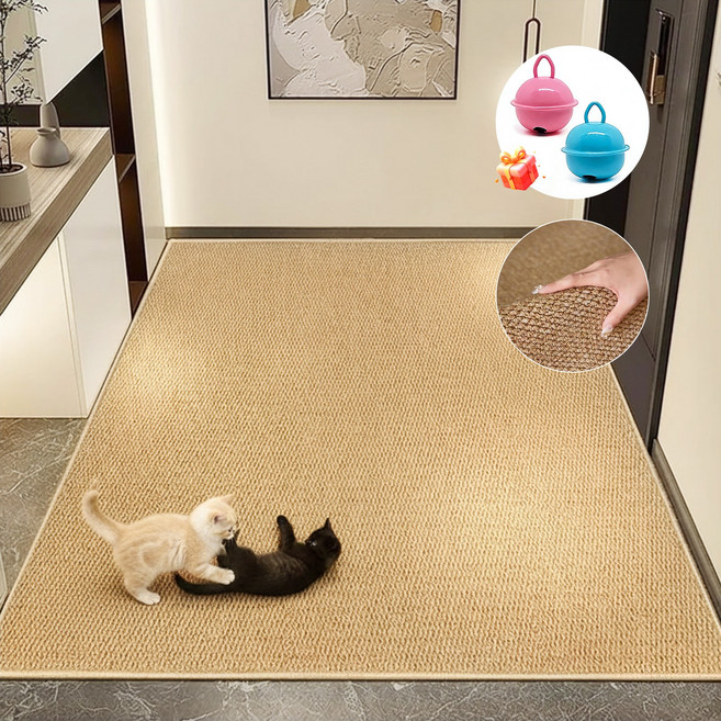 Amobel 고양이 발톱관리용 내구성 강한 거실용 스크래처 매트 러그형, 브라운, 1개