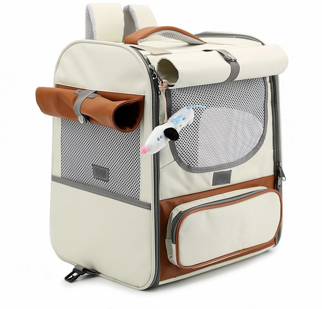 퍼피허그 Luka long 강아지 백팩 캐리어 산책 이동 가방 고양이 애견 기내용 컨넬 카시트 배낭, 크림, 1개