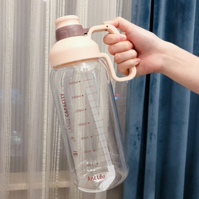 [LM] 빨대 트라이탄 졸업 휴대용 물병 1.8L 플라스틱 컵 대용량 공간 컵 야외 스포츠 주전자, B, 1개