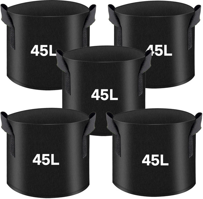 식물 부직포 화분 블루베리화분 45L x 5P 베란다 패브릭화분 미니텃밭 테라스 대형 화분, 5개, 블랙