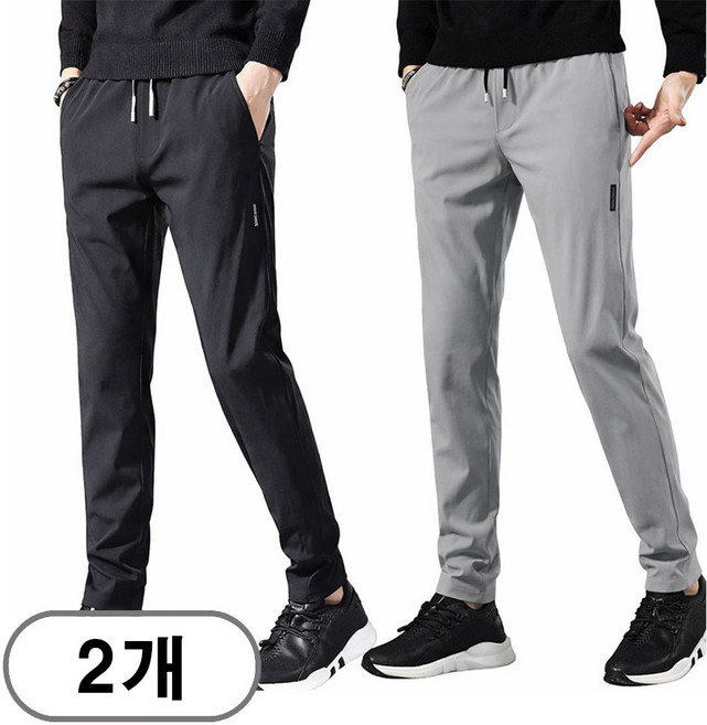 차쿠 1+1 남성 봄 여름 스판바지 일자 슬랙스 추리닝 트레이닝 바지 빅사이즈 중년 긴바지 작업바지