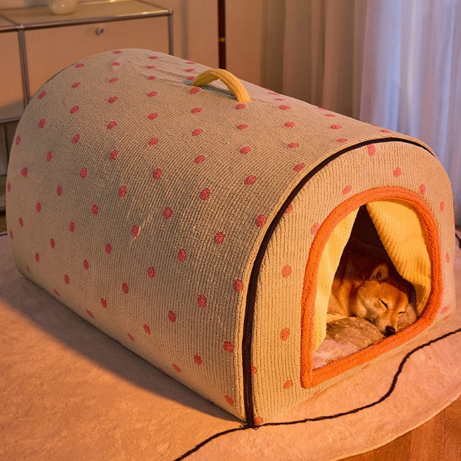 미우프 강아지 길고양이 애견 겨울 난방텐트 하우스, 1개, 도트