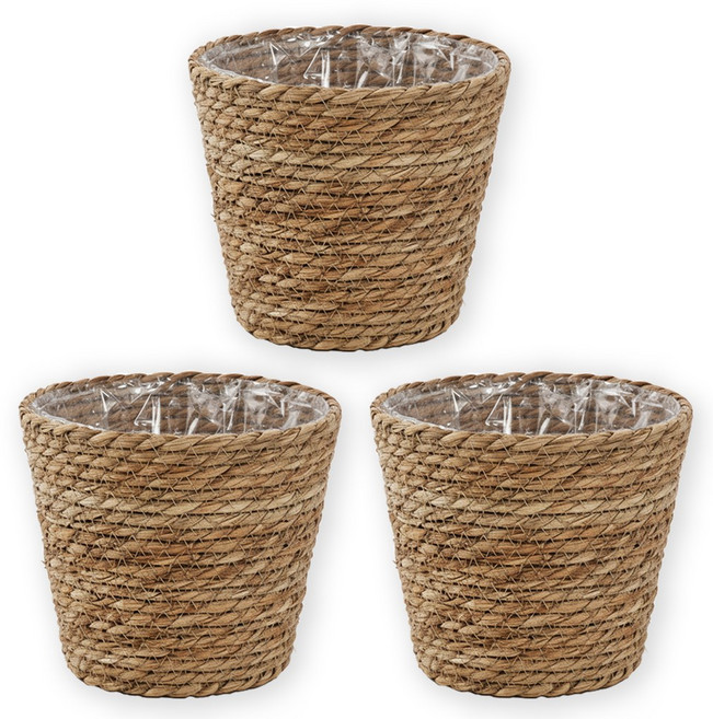 파파가든 라탄바구니 화분커버, 3개, 브라운