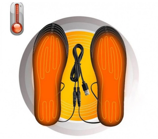 발열깔창 충전식 방한 온열 겨울 발열신발 열선 USB 충전, 블랙