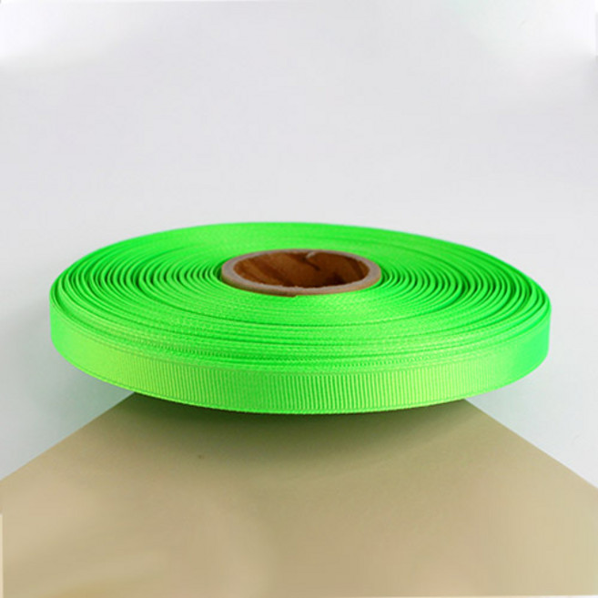 [리밴드] 골지리본 골직 선물포장 리본끈 10mm 45m, B62. 형광연두