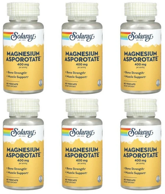 솔라레이 마그네슘 아스포로테이트 200mg 캡슐, 6개, 60정 - 쿠팡
