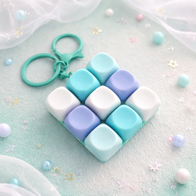 펫더월드 키보드 키링 mbti 커스텀 소프트 청축 파스텔 키캡, 1, 민트블루