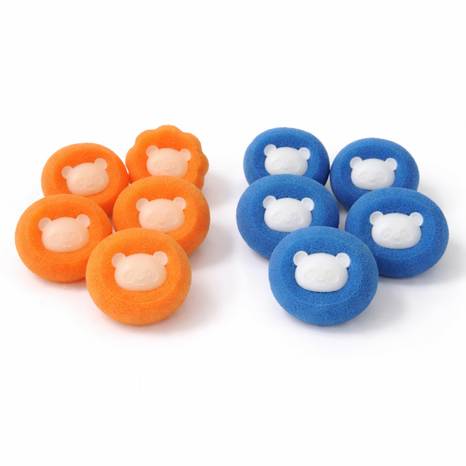 세탁볼 세탁기 털 제거볼 머리카락 먼지 제거 엉킴 방지 캐릭터 세탁볼, 10개, 오렌지&블루