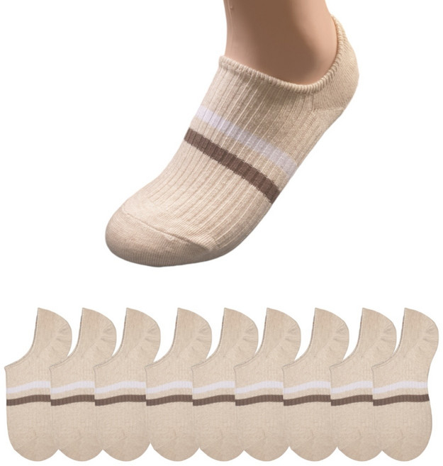 보풀없고 오래신는 여자 스트라이프 순면 골지덧신(10족) 여자페이크삭스