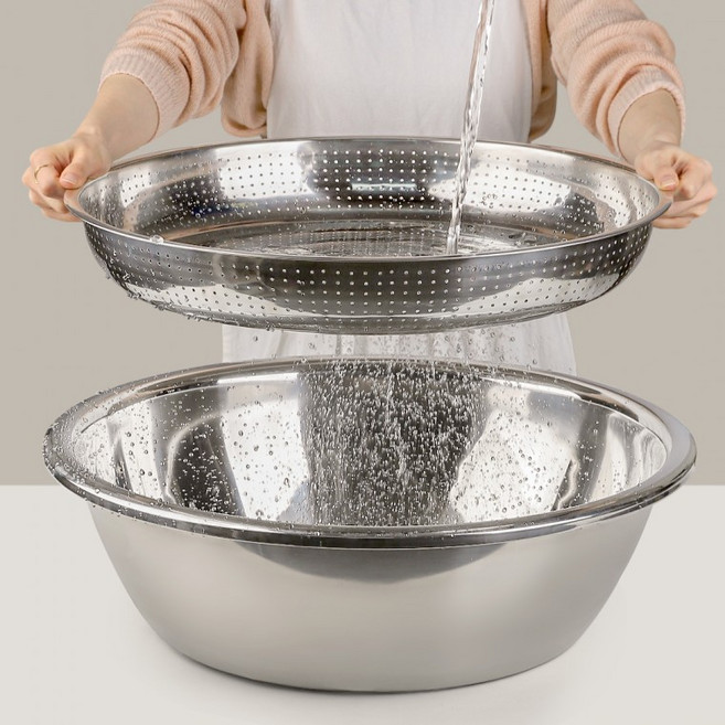 햇살가득김장하는날 스테인리스 대형 타공채반 소쿠리, 1개