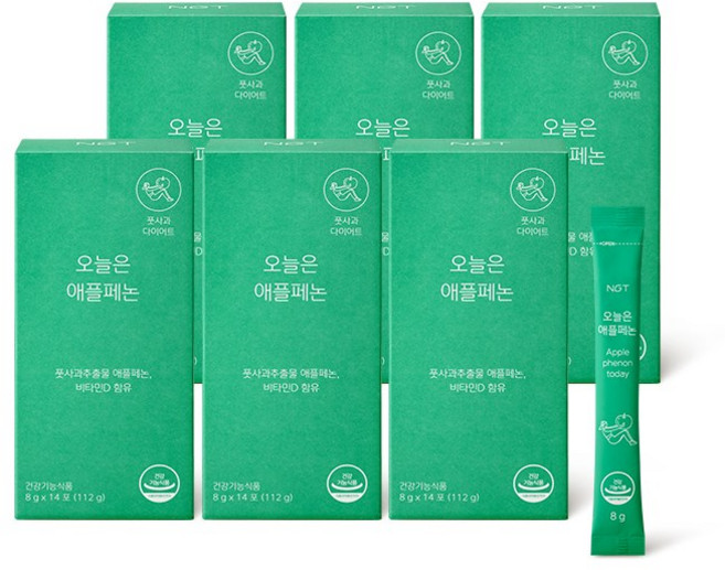 네츄럴굿띵스 오늘은 애플페논 풋사과 다이어트 보조제 8g x 14포, 14회분, 6박스