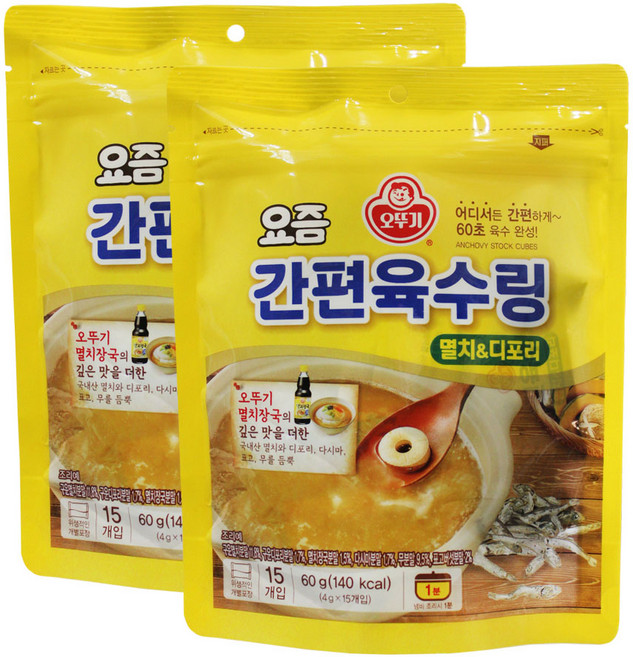 오뚜기 요즘 간편 육수링 멸치 & 디포리, 60g, 2개