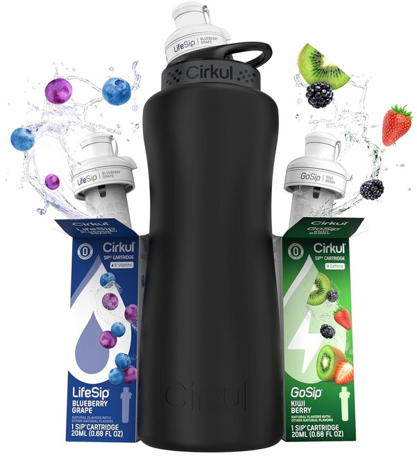 Cirkul 써큘 스테인리스 물병 946ml 스타터 키트 제로슈가 제로칼로리, 매트 블랙