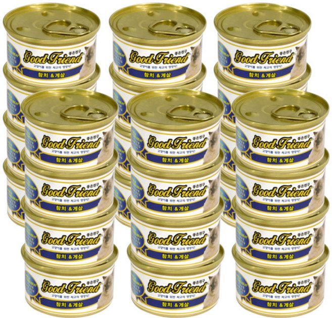 굿프렌드 고양이 간식캔, 혼합맛(참치/게살), 85g, 24개