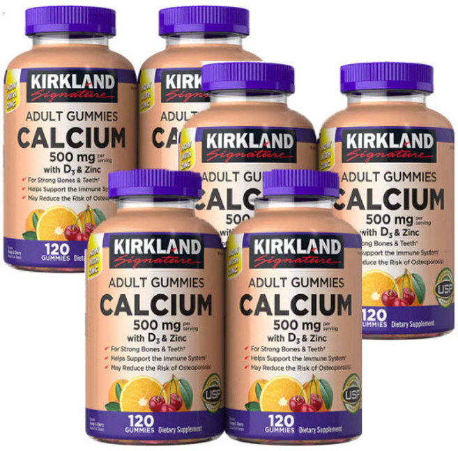 커클랜드 [6개 SET] 성인 구미 칼슘 위드 D3 120정 (구미) Kirkland Signature Adult Gummies Calcium 500 mg with (120 Gummies), 6개