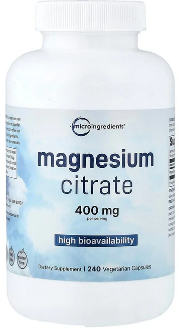 Micro Ingredients 마그네슘시트레이트 베지 캡슐 240정(캡슐 1정당 133mg) MII-02384, 1개 - 쿠팡