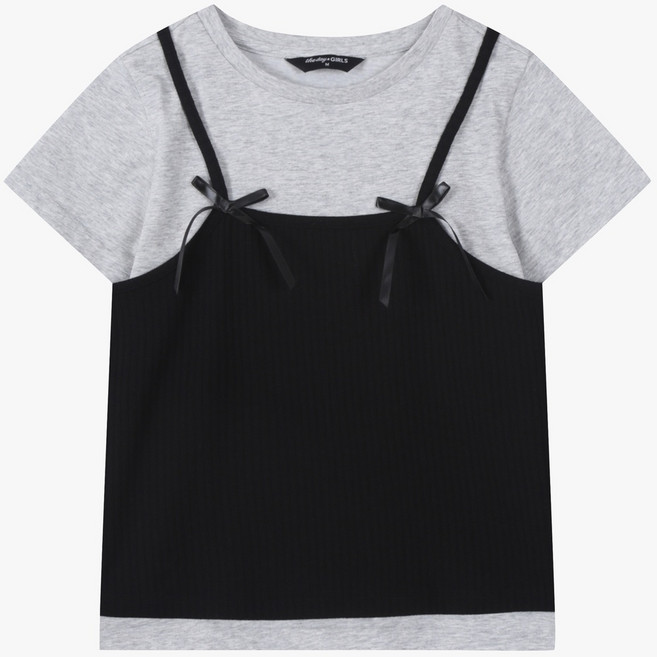 더데이걸 부평점 하나로 코디 완성되는 센스있는 레이어드 스타일 멋스럽고 활용도 좋은 여아 반팔 티셔츠