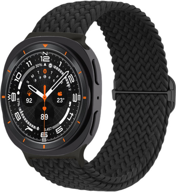 갤럭시워치 8 40mm 44mm 46mm 클래식 브레이드 솔로 루프 밴드 스트랩, 블랙