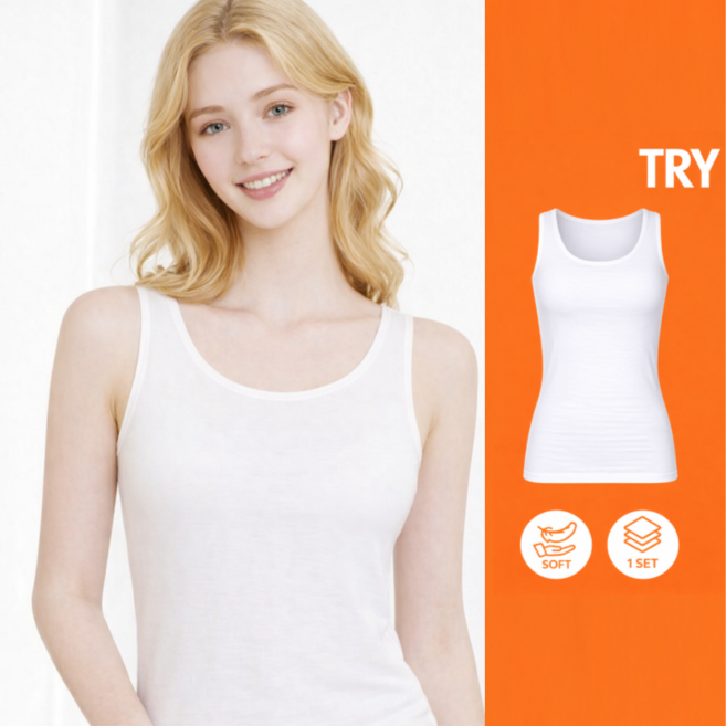 트라이 여성용 프리미엄 순면 베이직 라운드 런닝