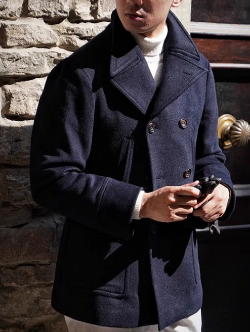 피코트 반코트 해군 네이비 울 가을 겨울 남성 남자 하프 코트 빅사이즈